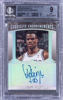 2005-06 UD "Exquisite Collection" Exquisite Enshrinements #EEDR David Robinson Signed Card (#08/25) - BGS MINT 9/BGS 10